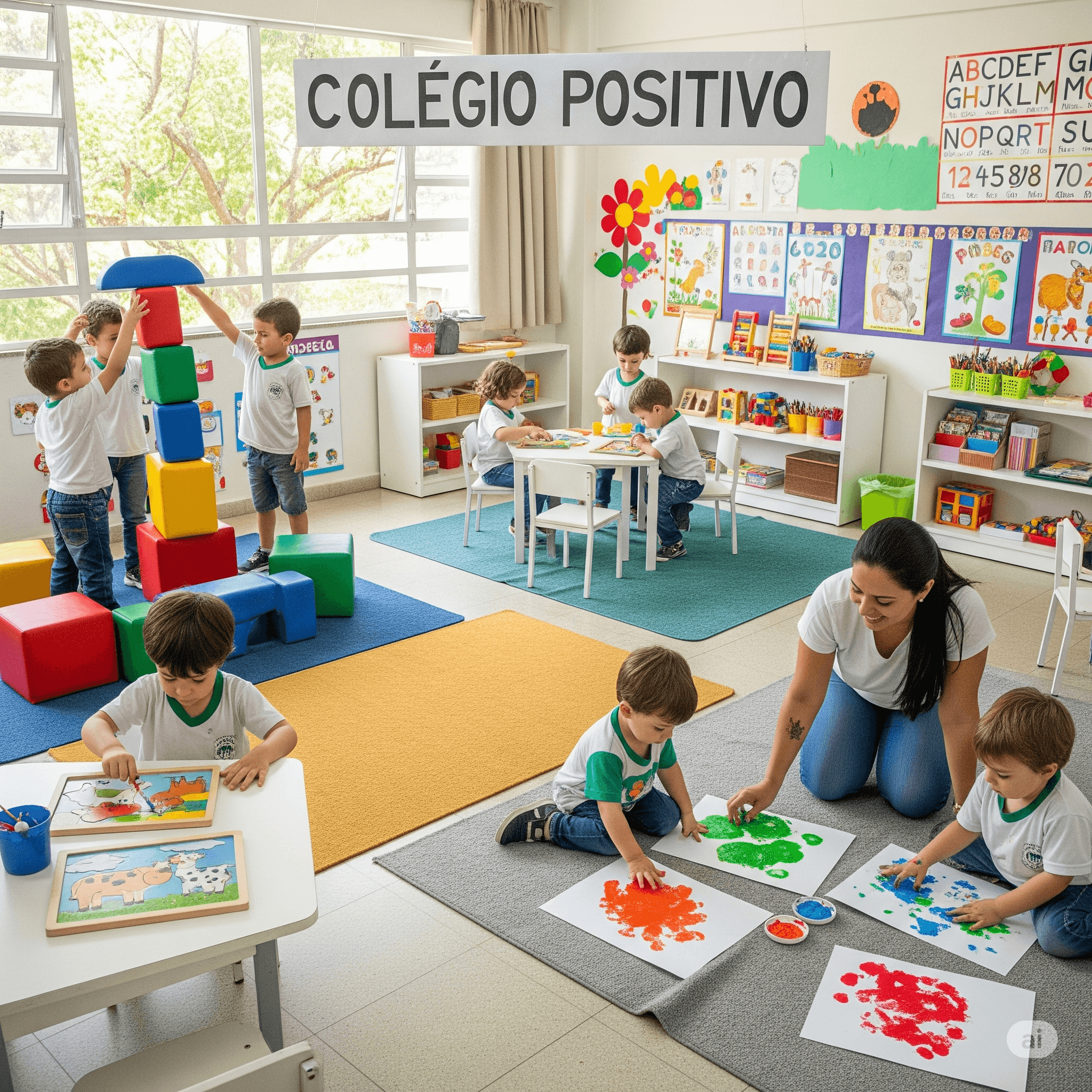 Crianças brincando na educação infantil do colégio Positivo